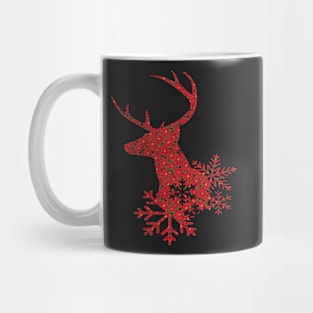 Red Poinsettia Christmas Deer Mug